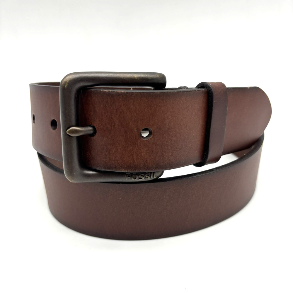 Vintage 00s Fossil 27113 Brown Genuine Leather Men's Dress Belt 32 31-35"